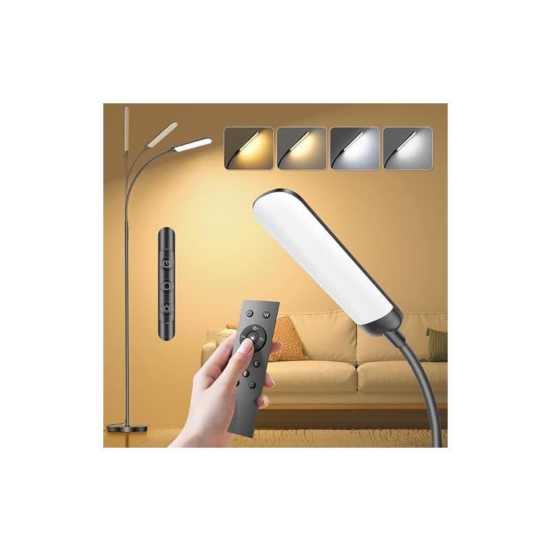 Lampadaire LED Dimmable sur Pied 18W 1200lm avec Télécommande & Contrôle Tactile 4 Températures et 4 Luminosités Lampe Liseuse p