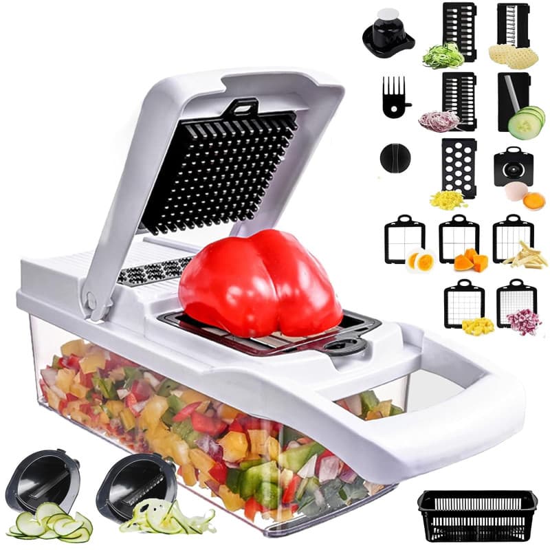 SGAONSN Coupe Legumes Multifonctions,22 En 1 Mandoline Cuisine,Coupe Legumes Manuel,Decoupe Legumes Cube Oignon Carotte Concombr