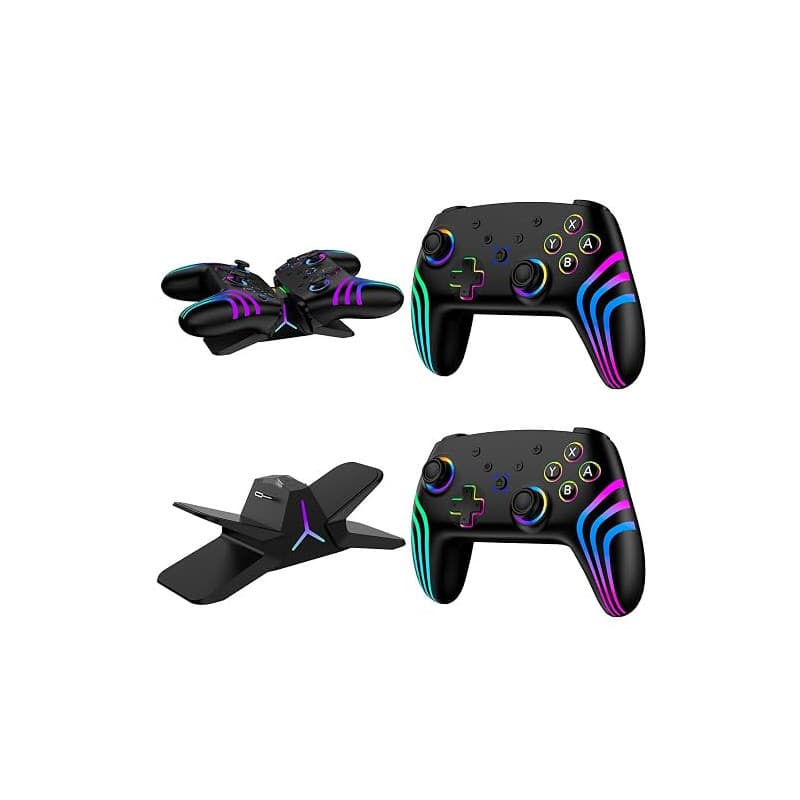 Reddening Lot de 2 Manette Switch 2 avec Station de Charge, Manette Switch pour Switch 2/Switch/Lite/OLED/PC, Manette Switch 1 a