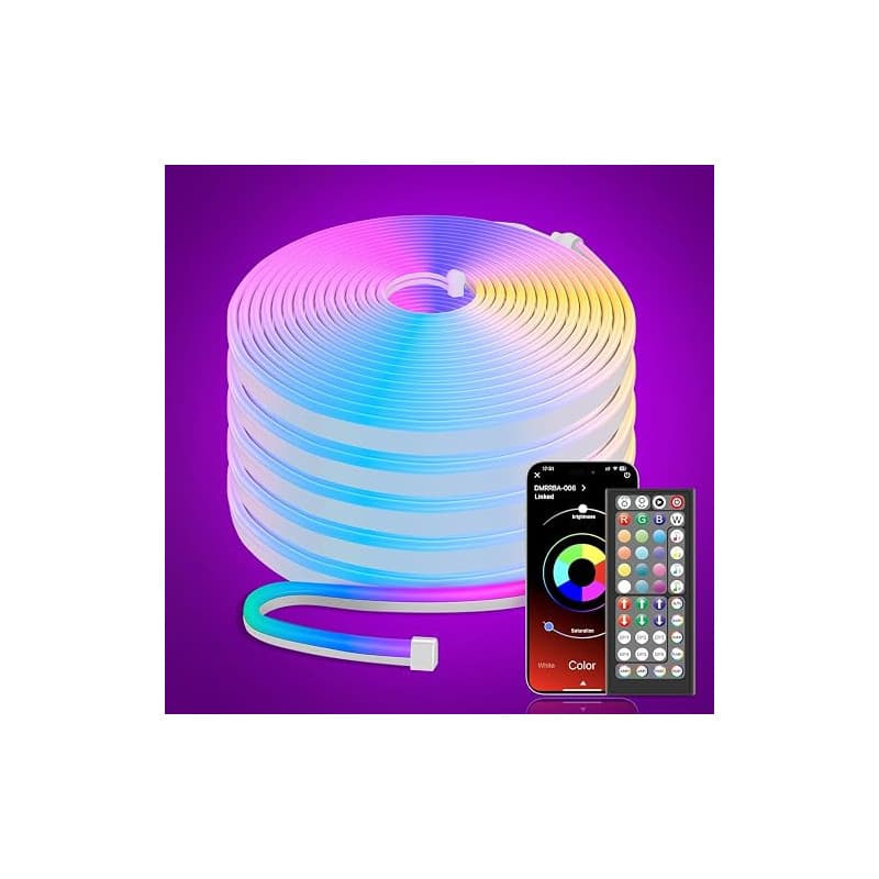 Macchiatto Ruban LED Néon 10M, DIY Bande LED avec APP/Télécommande, Synchronisation Musicale, Néon LED Chambre Gaming, Imperméab