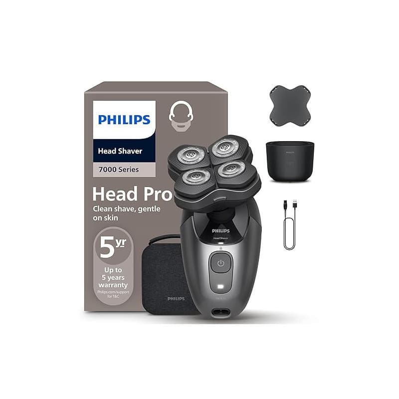 Philips Head Shaver Pro 7000 Series - Rasoir pour la tête pour hommes et femmes, tête flexible à 360° et lames ComfortCut pour u
