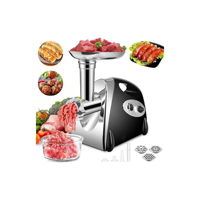 SINZUX Hachoir a Viande Électrique, 2800w, Meat Grinder avec 3 Plaques de Coupe (en Acier Inoxydable), Pour la Préparation Sauci