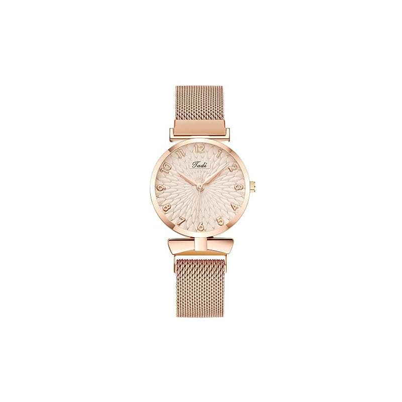 OFFCUP Montre pour Femme, Montre Analogique Quartz avec Bracelet en Acier Inoxydable, Très Mince Montre De Poignet pour Femme, L