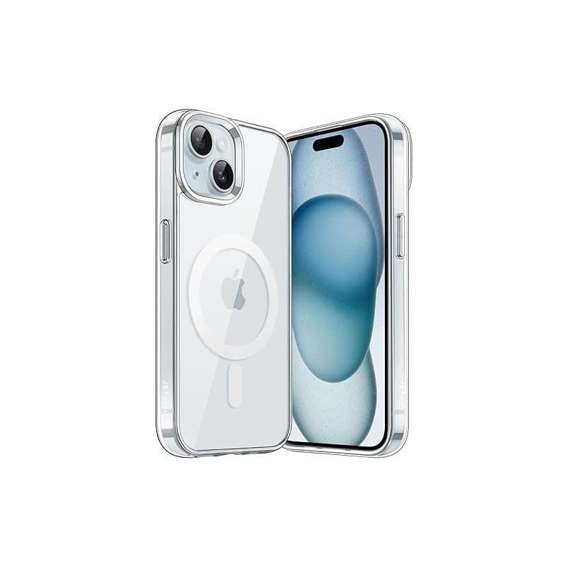 JETech Coque Magnétique pour iPhone 15, Transparent | Compatible avec MagSafe, Étui Housse Bumper Antichoc, Résistant aux Rayure