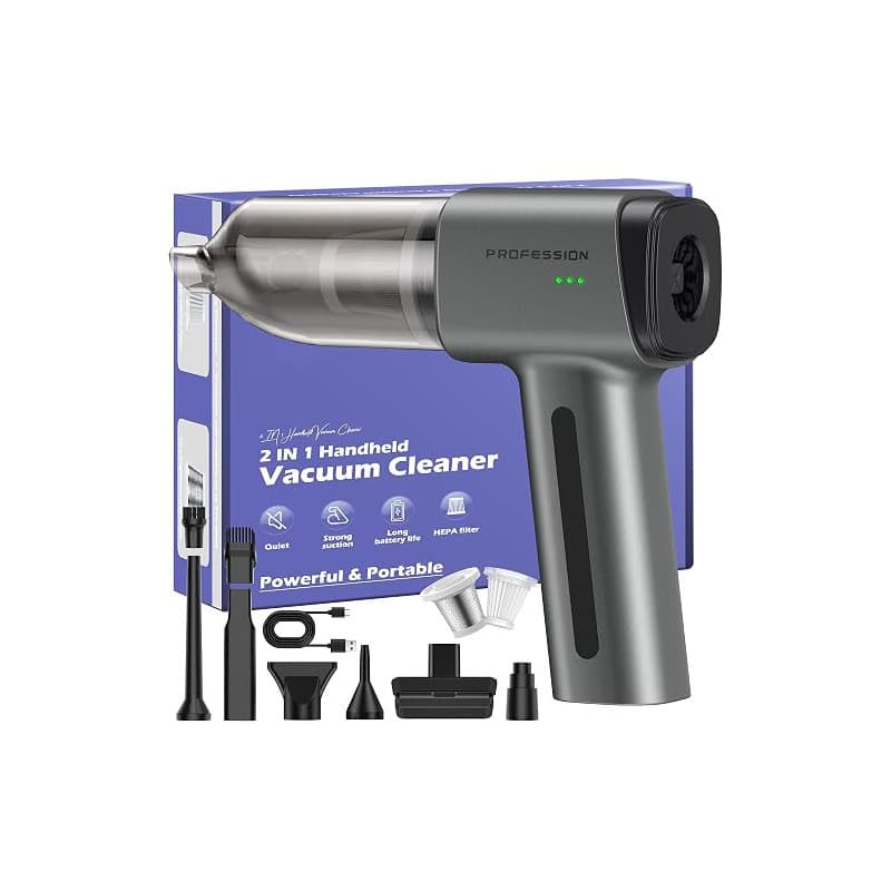 Bemkia Aspirateur Voiture Puissant sans Fil 28000Pa Aspirateur à Main | 4 en 1, Rechargeable, Portable, pour Voiture, Cuisine, P
