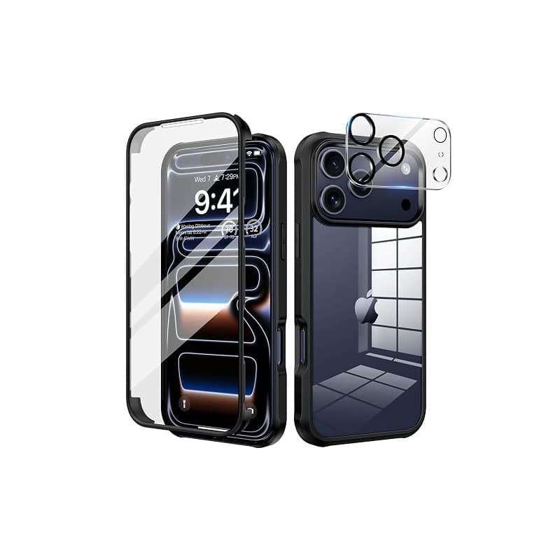 seacosmo Coque pour iPhone 17 Pro Max 6,9 Pouces, Antichoc Housse avec Verre Trempé et Caméra Protecteur, 360° Protégé Double Fa