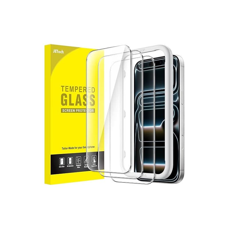 JETech Verre Trempé pour iPhone 17 Pro Max, Lot de 3 | 9H Protection D'écran, Transparent HD, Protection Anti-Rayures, Outil d'I