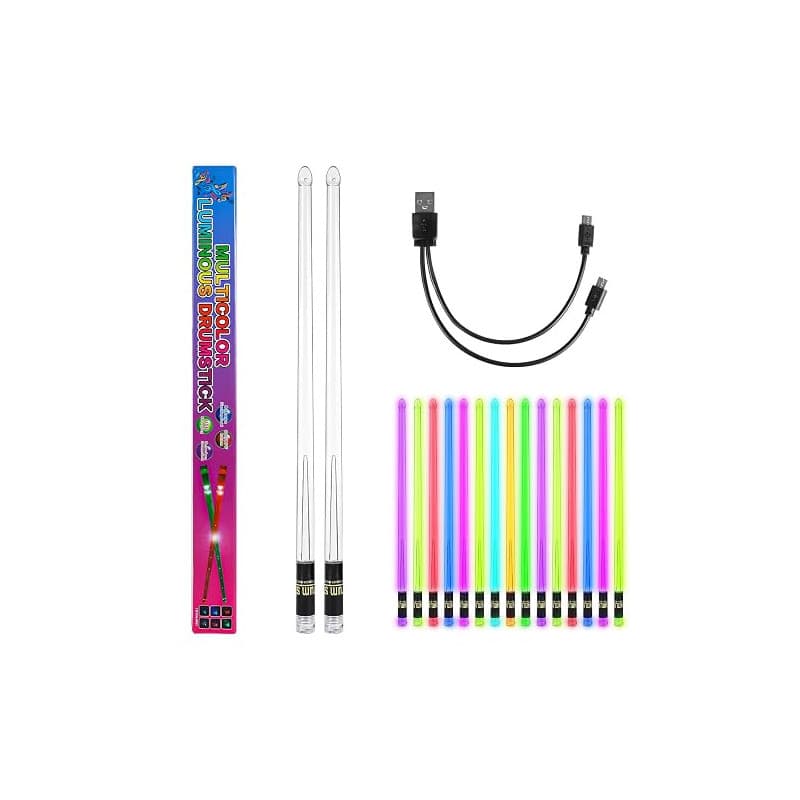 Une Paire de Baguettes de Batterie à LED, Matériau Polymère PC Baguettes Lumineuses Rechargeables Changement de Couleur Baguette