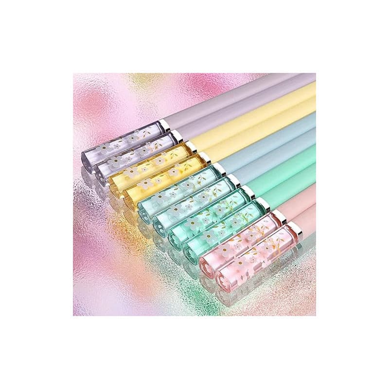 5 Paires Baguette Chinoise Reutilisable Baguette en Fibre de Verre Lavables Baguettes Antidérapantes Sakura Amber Baguettes Chin