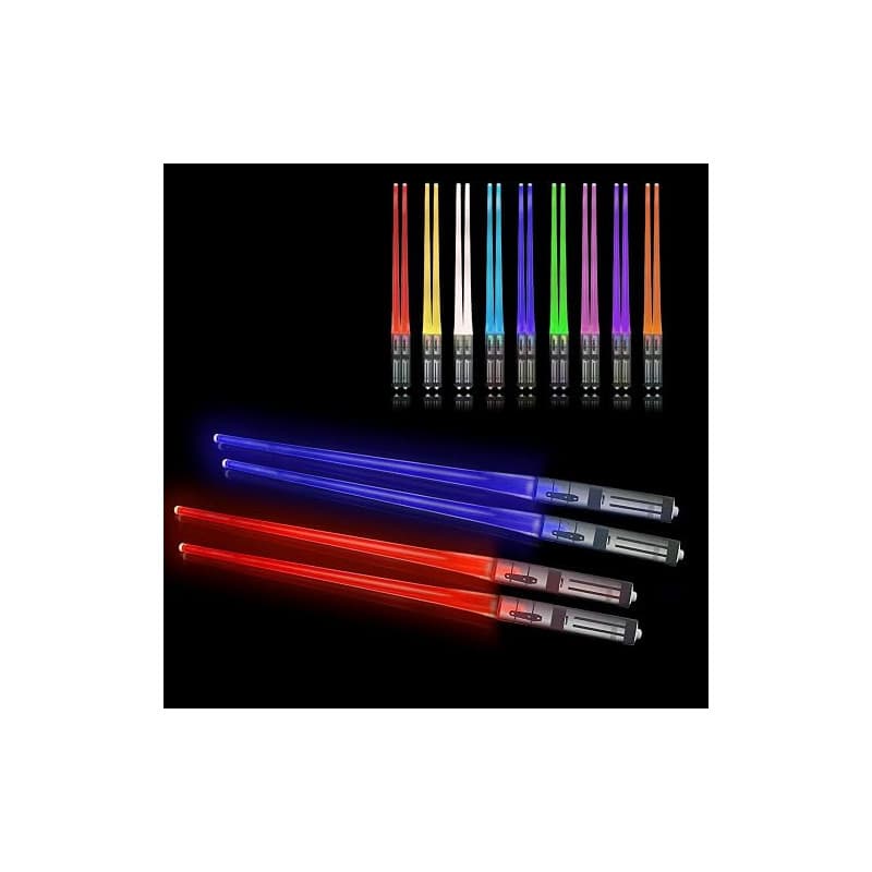 Light Up Baguettes Lightsaber Baguette Chinoise avec 9 Modes de Couleur, SOARFLY Lightsaber Baguette Réutilisables Sans BPA Illu