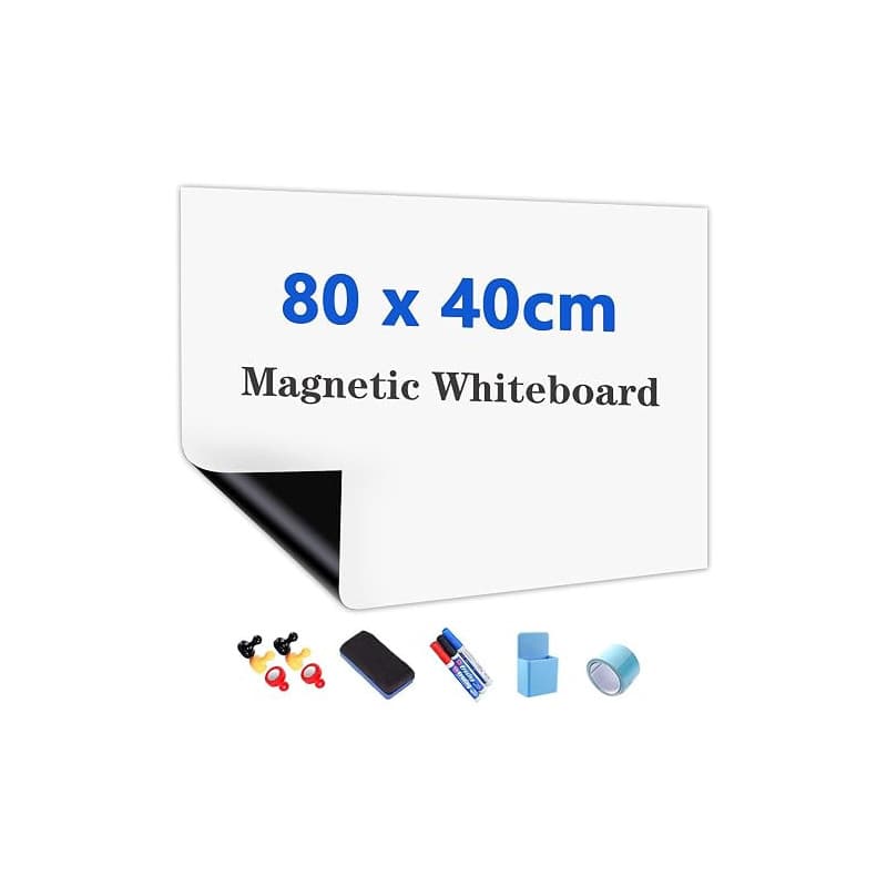 JOMUSAGA Tableau blanc magnétique autocollant 80 x 40 cm, effaçable à sec | Film tableau blanc auto-adhésif, écriture fluide, av