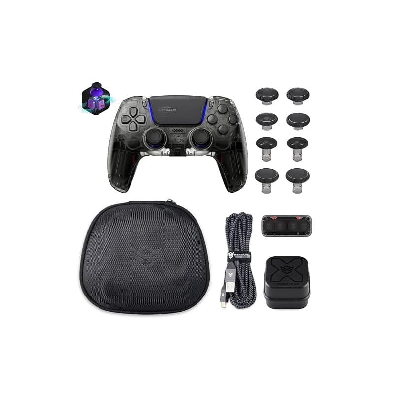 HEXGAMING Manette pour ps5,ULTIMATE PRO Controller pour ps5/PC/Mobile | avec 4 Palette / 8 Joysticks Hall Effect/Câble de Charge
