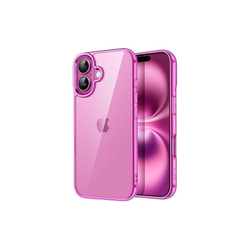 JETech Coque pour iPhone 16 Plus, Rose | Anti-Jaunissement, Antichoc, Dos PC Rigide Résistant aux Rayures, Étui Housse Bumper en