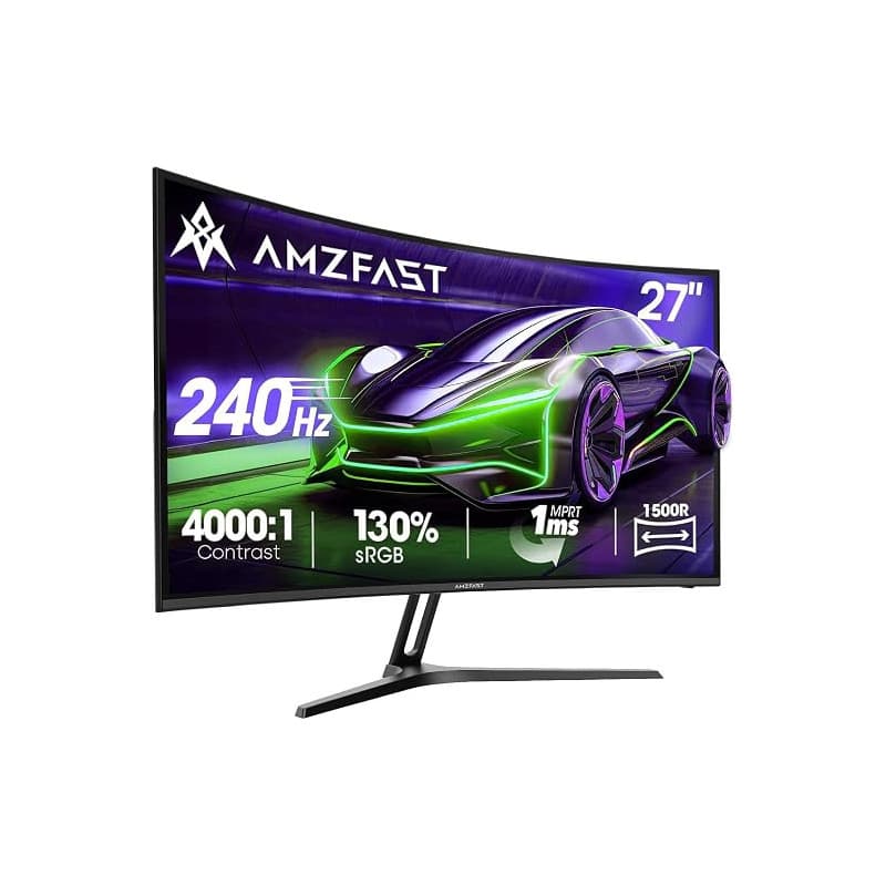 Amzfast Ecran PC Gaming 27 Pouces 240Hz/FHD Moniteur Incurvé 1920x1080, 1ms MPRT, sRGB 130%, Anti-Lumière Bleue, HDR, Adaptive S