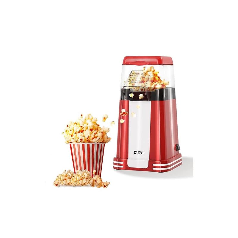 YASHE Machine à pop-corn rétro, 1200W Machine à pop-corn à air chaud avec gobelet doseur, à bouton unique, sans huile, Parfaite