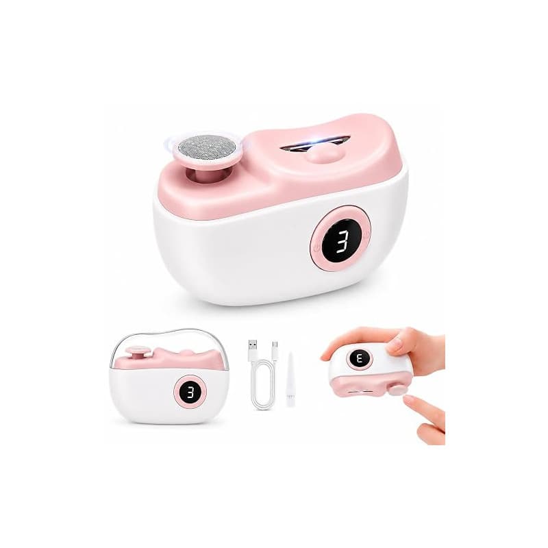 Coupe Ongle Electrique, 2-en-1 pour Bébés, Adultes et Personnes Âgées, Rose | Coupe Ongle pour Ongles Épais, Lime à Ongle Électr