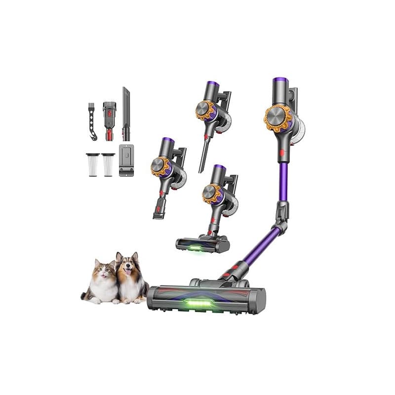 DyMona V18Pro Aspirateur Balai sans Fil avec Tube Pliable, 50kPa/650W/50Min | Silencieux(60 dB), 1.4KG Léger, Aspirateur Sans Fi