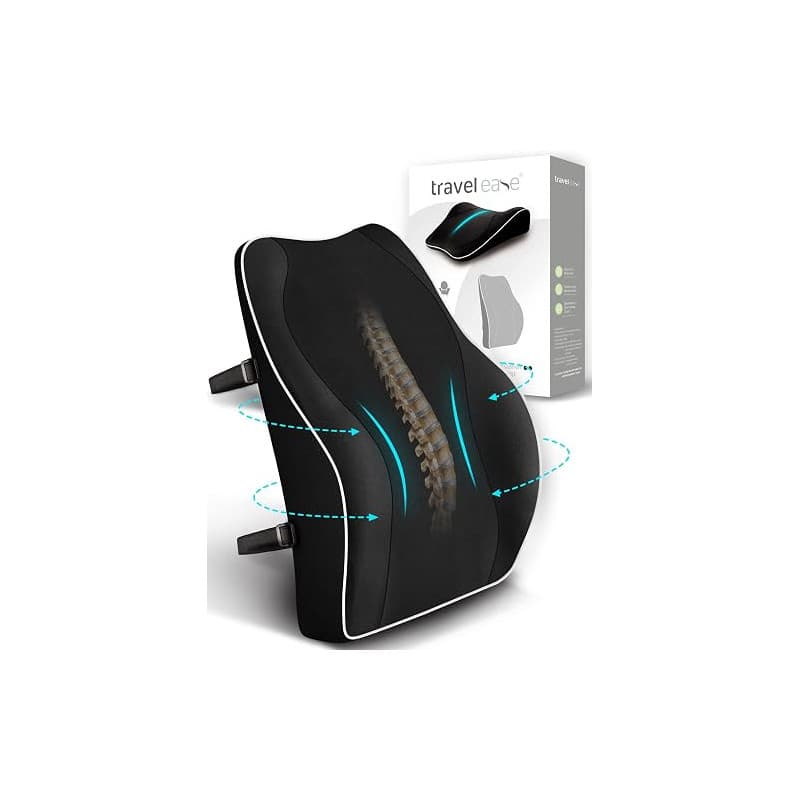 Travel Ease Coussin de Soutien Lombaire Ergonomique, Support Dorsal en Mousse à Mémoire pour Siège de Voiture Chaise de Bureau,