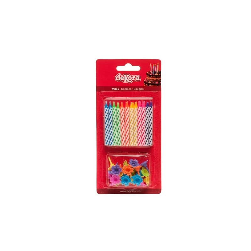 Dekora - 345309 Lot de 24 Bougies d'anniversaire Cire Multicolore
