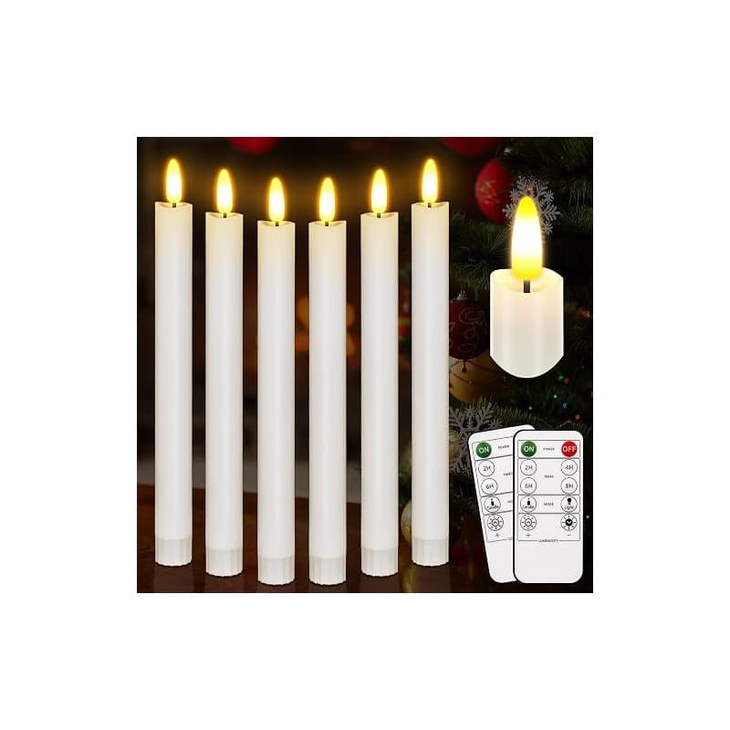 Bougies coniques sans flamme avec télécommande,500 heures 3D vacillante à piles, chandeliers sans flamme classiques pour Noël, m