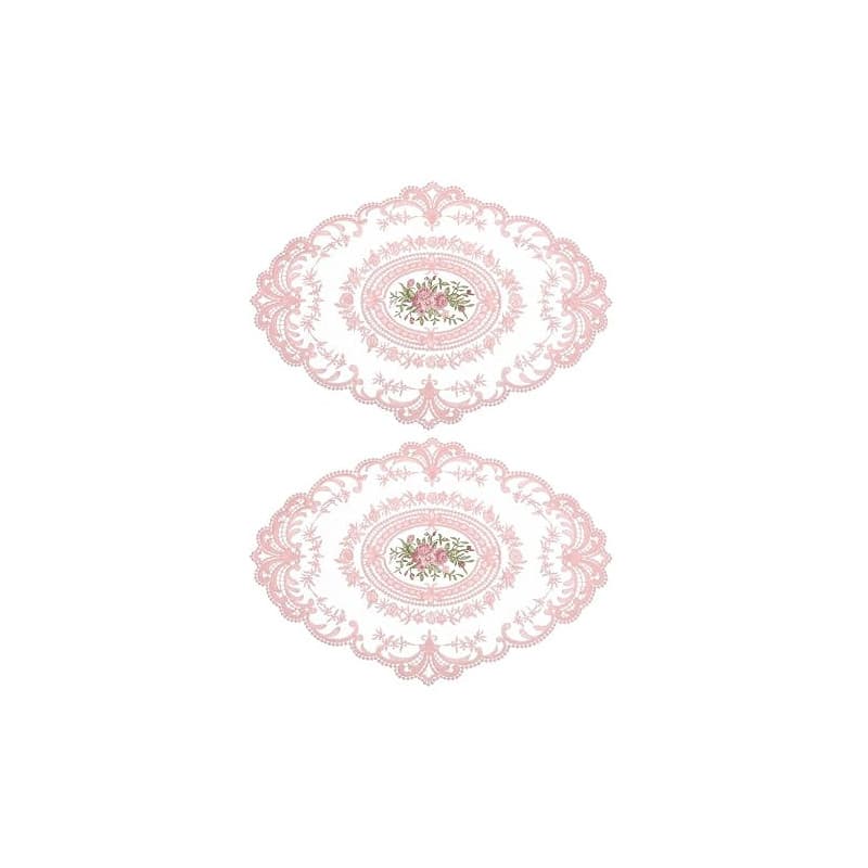 sourcing map Lot De 2 Sets De Table Rétro en Dentelle Ovales 30X40 Cm Rose | Napperons Français En Crochet, Brodés, Dessous De V