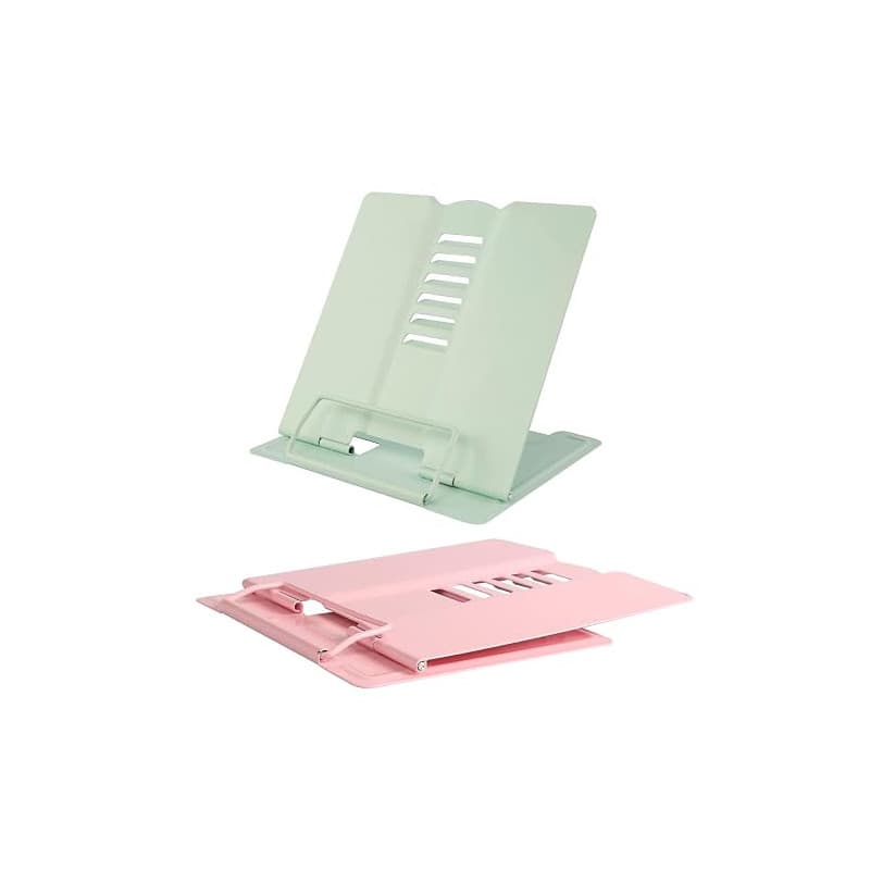Support Livre Métal, 2 Pièces Support de Lecture Portable Réglable Support Livre en Métal, 6 Angle Réglable Porte Livre de Cuisi