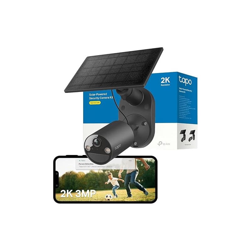 Tapo 2K Camera Exterieur sans Fil Solaire Détection IA,C411 KIT | Batterie 6400mAh jusqu'à 180j,Vision Nocturne Couleur,Notifica