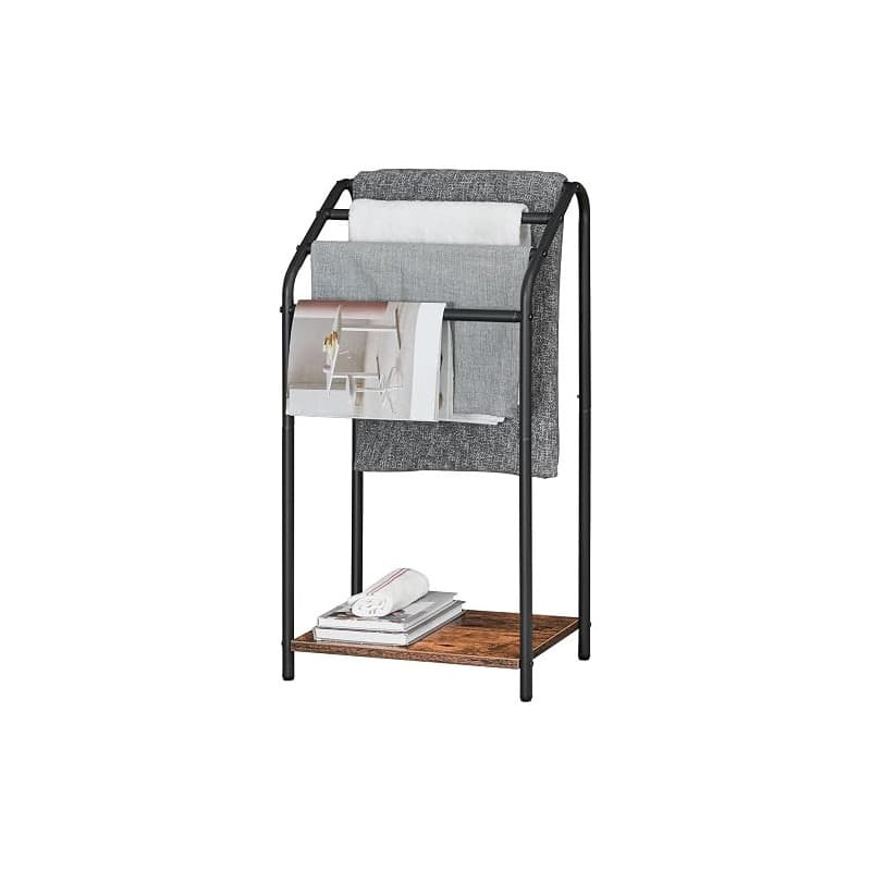 HOOBRO Porte-Serviettes, Barre de Séchage, Porte-Serviettes sur Pied, avec 4 Barres et Planche, Petits Espace, Stable, pour Sall