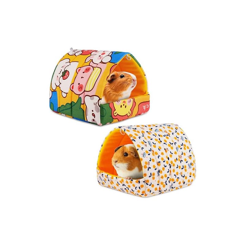 HOTUT Maison pour Cochon d'Inde, 2 Pieces Petits Animaux Couchages Hiver Cabane, Lits Grotte Chauds Petits, Confortable et Chaud