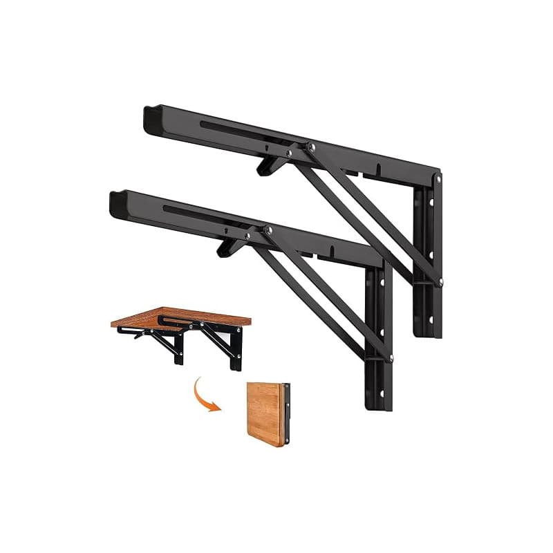 2 Pièces Equerre Etagere Pliante,Étagère Murale, Supports Pliants pour à Micro-ondes, Support accessoires van aménagé Console Pl