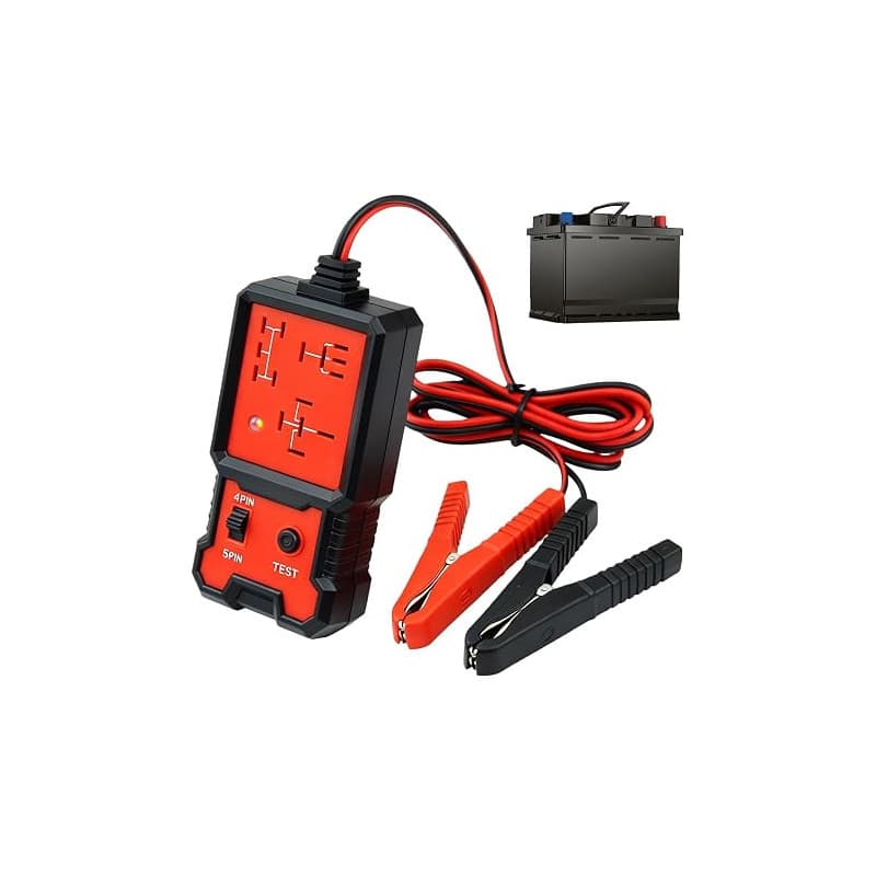 Relais de Test Auto 12V: Testeur de Batterie Auto 12/24 V avec Pinces, Testeur de Relais Professionnel Portable, Outil de Diagno