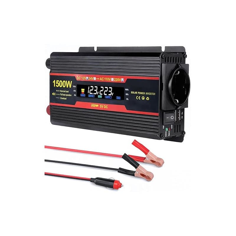 1500W Onduleur 12V 220V Transformateur Allume Cigare Convertisseur | 2X USB, 1X Prise Secteur Et Port Convertisseur pour Voiture