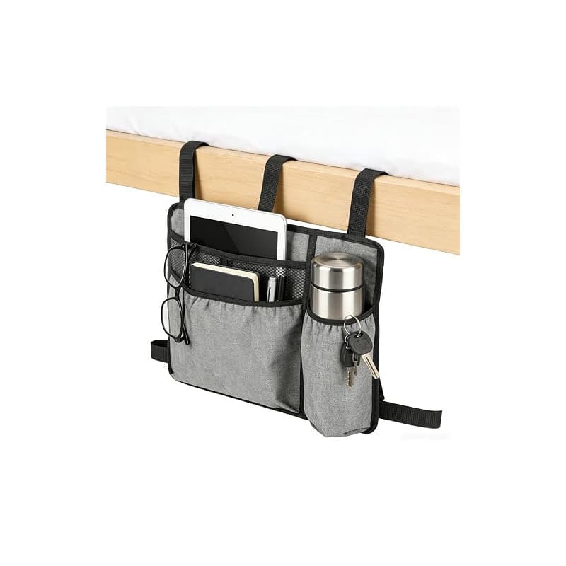 Pochette de Chevet Poche de Lit,Vide Poche Lit Démontable,Sac Poussette pour Home Bureau école Dortoir Hôpital,Grande Capacité M