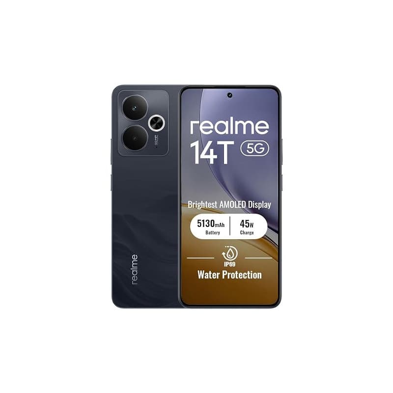 realme 14T 5G Smartphone 8+256Go, Black | Batterie 5130mAh, Charge rapide, Écran 6,67 pouces, 120Hz, Appareil photo IA 50MP, Dim