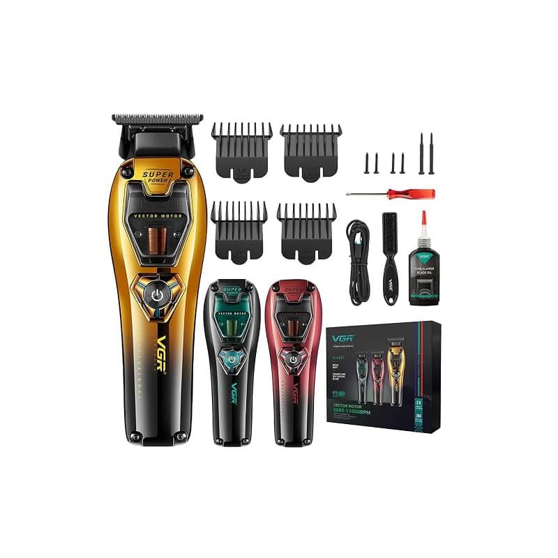 VGR 668T Tondeuse Cheveux Hommes Sans Fil Avec 2 Coques Interchangeables | Tondeuse Finition Professionnel Avec Moteur Vectoriel