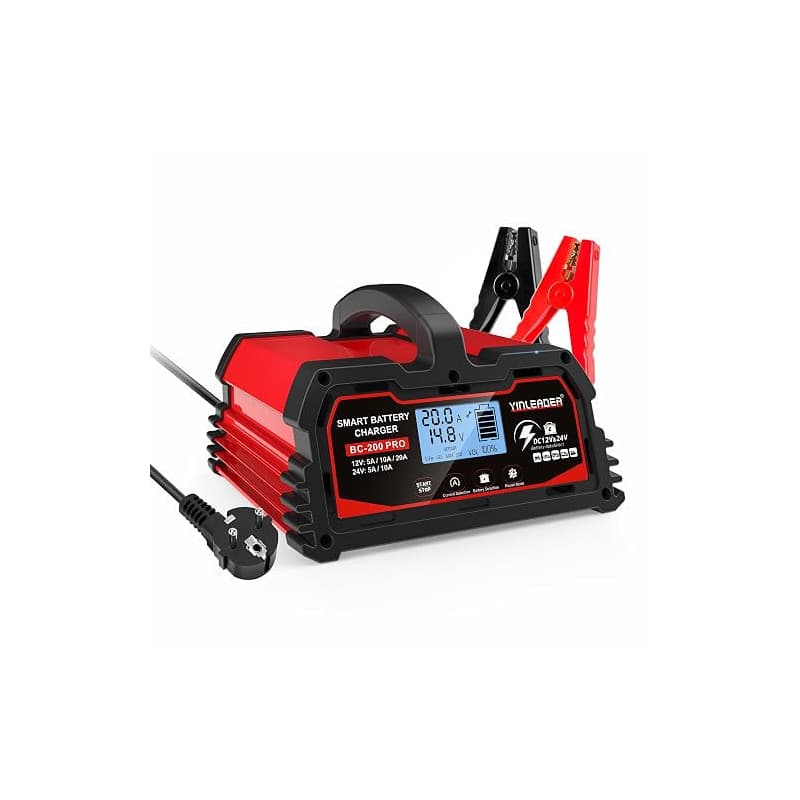 Chargeur de Batterie de Voiture Intelligent 20A 12V/24V 10A, Chargeur de Voiture LCD, mainteneur de Batterie pour AGM, Moto, Ton