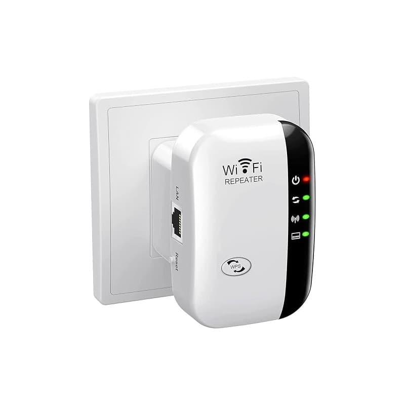 WiFi Repeater,300Mbps 2.4 GHz WiFi Extender,Installation Rapide | Port Ethernet Gigabit,Couvre jusqu'à 300m² et 45appareils,Port