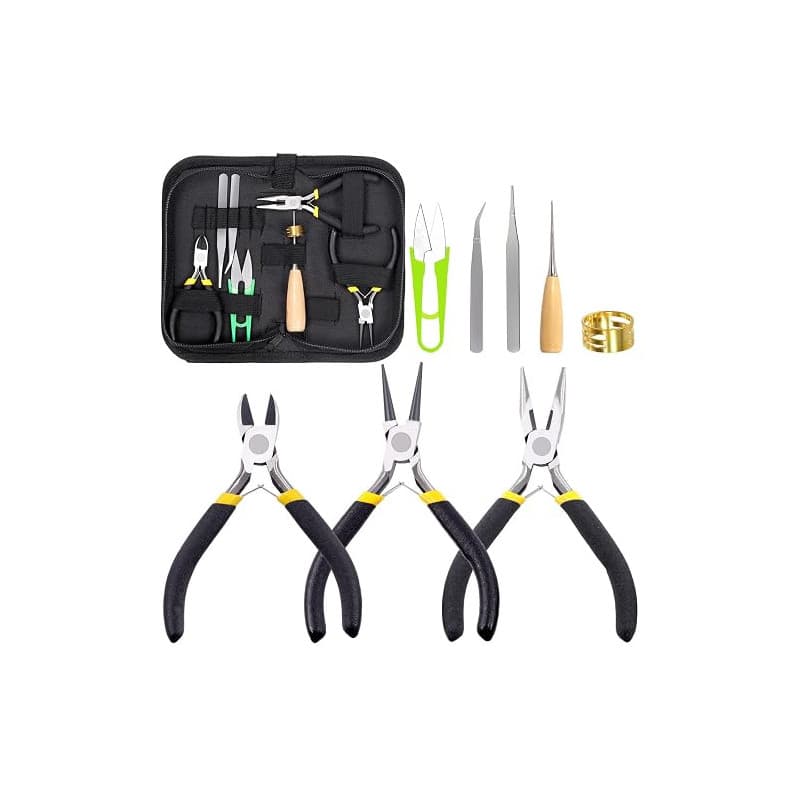 Glarks Kit de 6 Pinces à Bijoux - Outils Professionnels Avec Bec Aiguille, Rond, Courbe, Coupe-Fil, Sertir et Bout (3