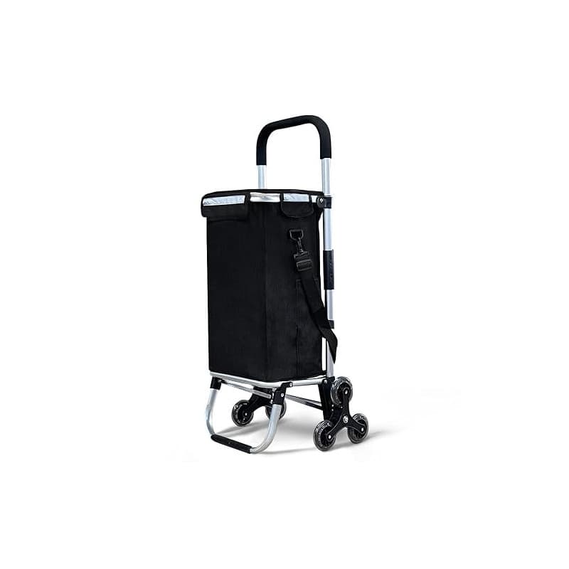 VOUNOT® Chariot de Courses 6 Roues en Aluminium avec Compartiment Impermeable Isotherme Caddie de Courses Pliable 3 en 1 Sac Cha