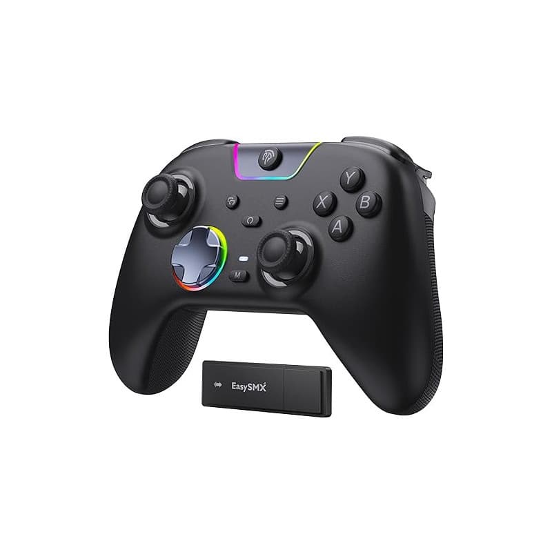 EasySMX Manette PC Sans Fil avec Boutons Silencieux/RGB/Déclencheurs Hall à Deux Niveaux/Joystick Sans Dérive, X05PRO Contrôleur