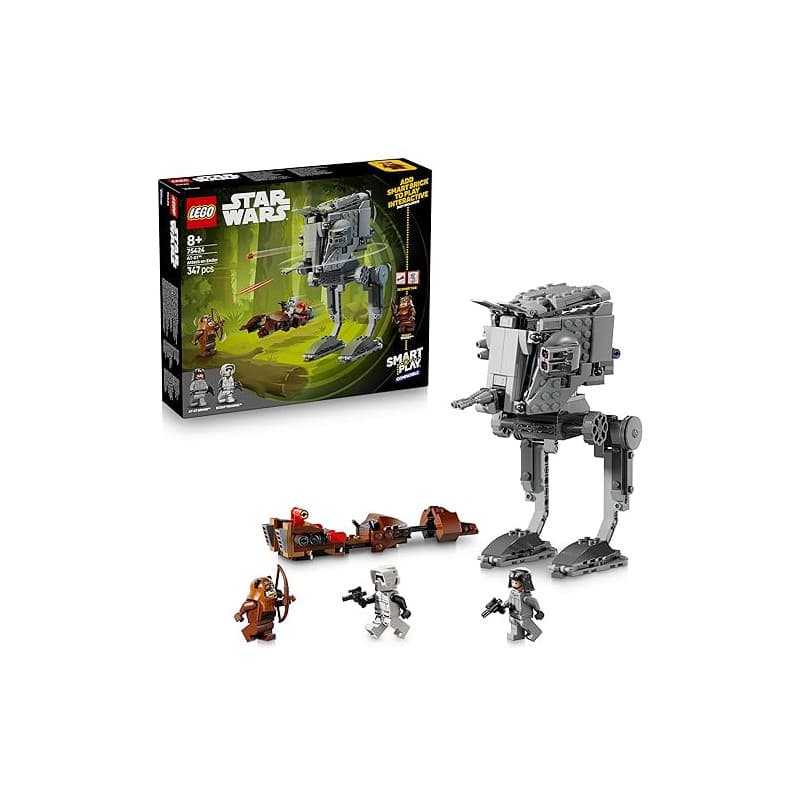 LEGO Star Wars 75424 Smart Play : l’Attaque du AT-St sur Endor - Set Compatible - Jouet Interactif - 2 Smart Tags & Minifigurine