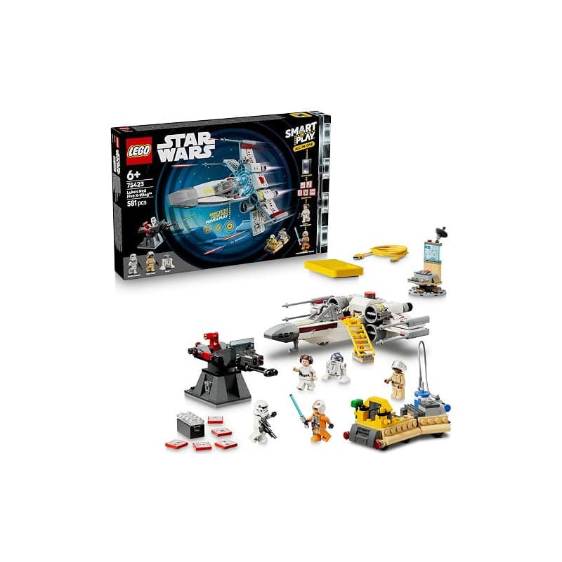 LEGO Star Wars 75423 Smart Play: Le X-Wing Red Five de Luke - Jouet Interactif Tout-en-Un - Smart Brique, 5 Tags, 2 Minifigurine
