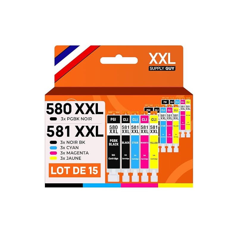 Supply Guy 580XXL 581XXL Cartouches Compatible avec Canon PGI-580 CLI-581 pour Pixma TS705 TS705a TS6350 TS6350a TS6351 TS6351a