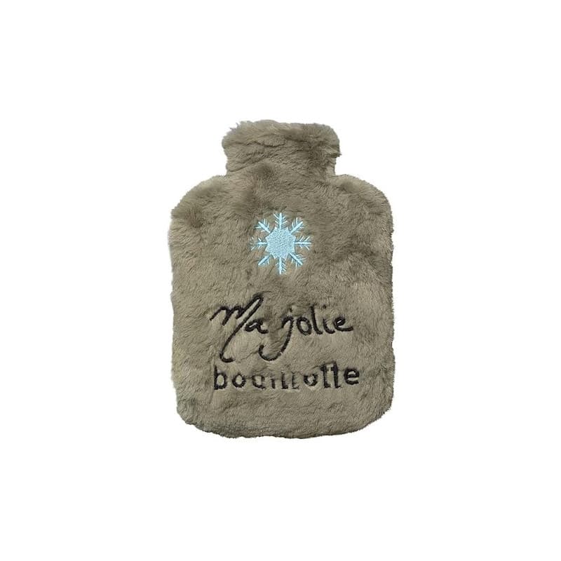 DRAEGER PARIS 1886 - Ma Jolie Bouillotte Chauffante Fausse Fourrure Gris Flocon 17x14cm - Soulagement Douleurs Enfant Dos, Cou,