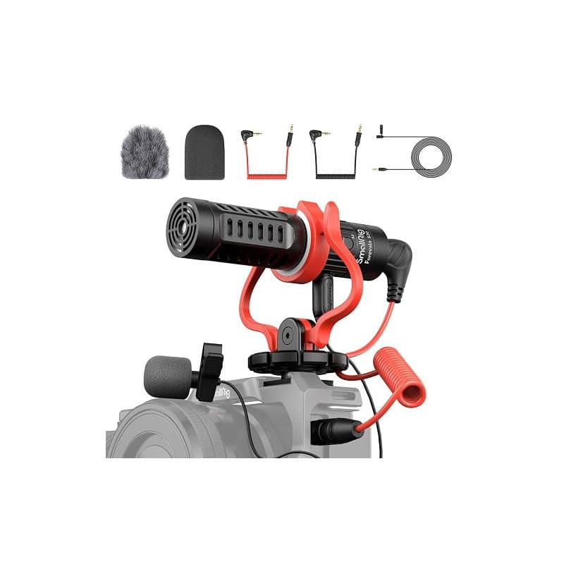SMALLRIG Microphone Vidéo Universel avec Support Antichoc, Pare-Brise, Micro Compact sur Caméra pour Caméra Reflex Numériques et
