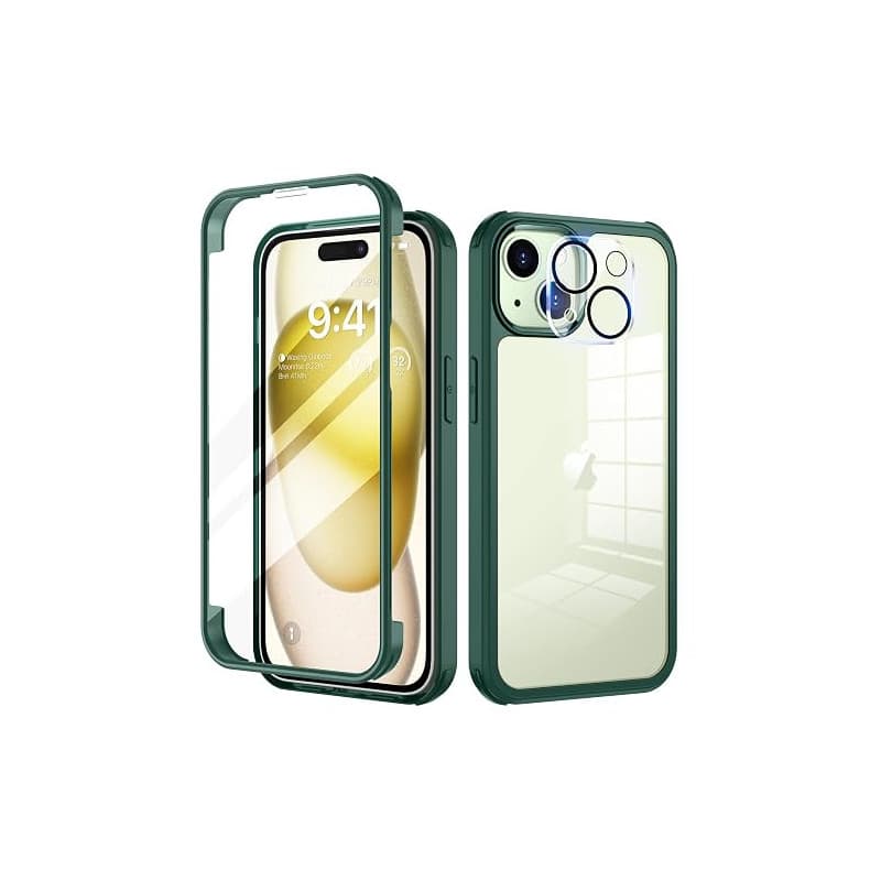 seacosmo Coque pour iPhone 15 Plus 6,7 Pouces, Antichoc Housse avec Verre Trempé Protection écran +[9H Dureté Caméra Arrière Pro