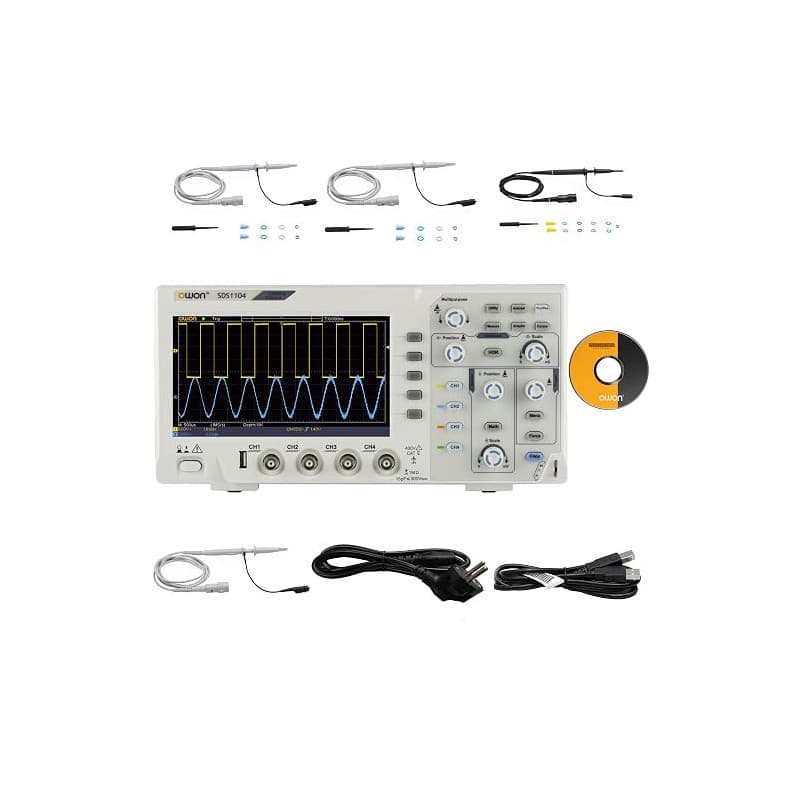 SDS1104 OWON Oscilloscope 4 Channels 100MHz Bandwidth Desktop Oscilloscope 7” High Resolution Screen 1GS/s Sampling Rate Ultra-t