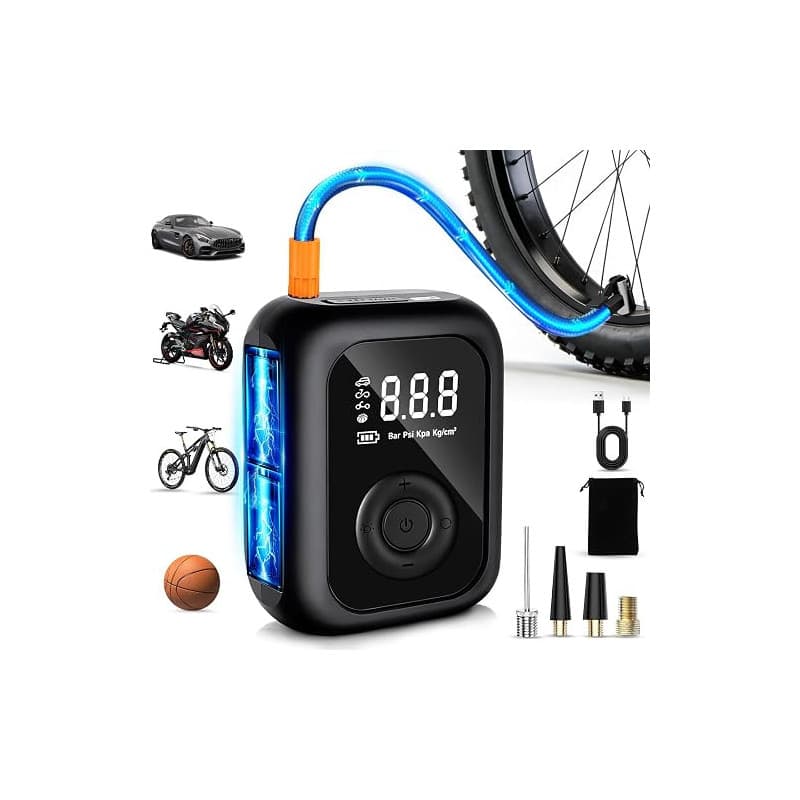 Gonfleur Pneus Voiture sans Fil,150PSI Pompe a Velo Electrique | Compresseur à Air Portatif avec Écran LED Numérique et Éclairag