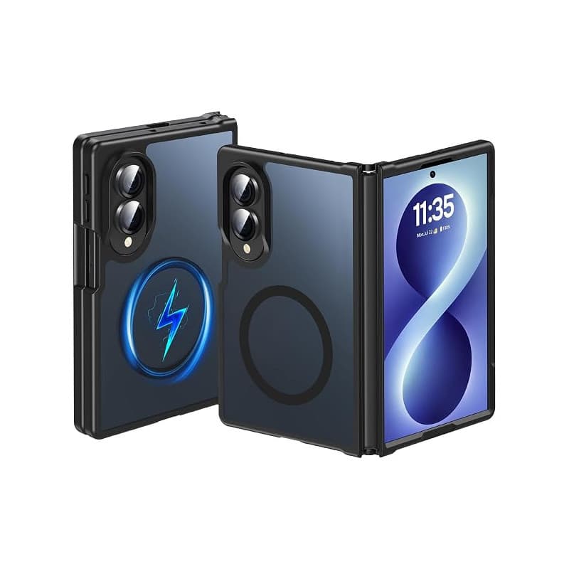 OWKEY Magnétique Coque pour Samsung Galaxy Z Fold 8 (Wide), Compatible avec MagSafe, Mat Translucide, Anti-Empreinte Digitale, A