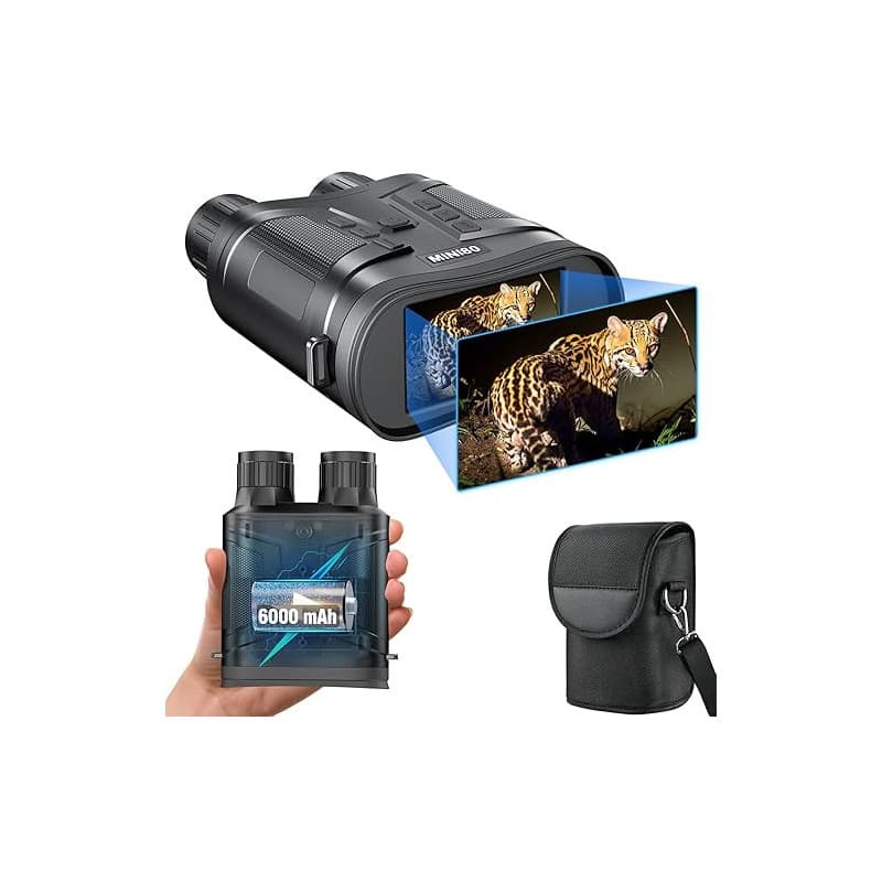 Jumelles Vision Nocturne 4K HD avec Écran 3" | Vision Nocturne Infrarouge Rechargeable 6000mAh, Zoom Numérique 6X, Portée 300m d